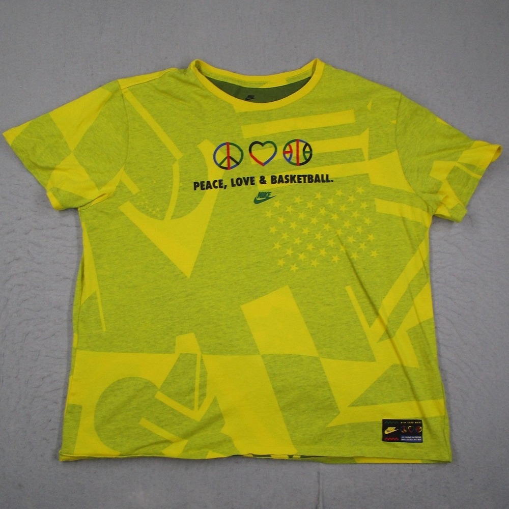 Nike Men’s Yellow 'Peace, Love & Basketball' Graphic T-Shirt